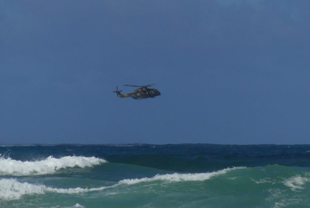 Coastguard helicopter, Praia do Guincho, Portugal. James Bond beaches. Surfy Chic.