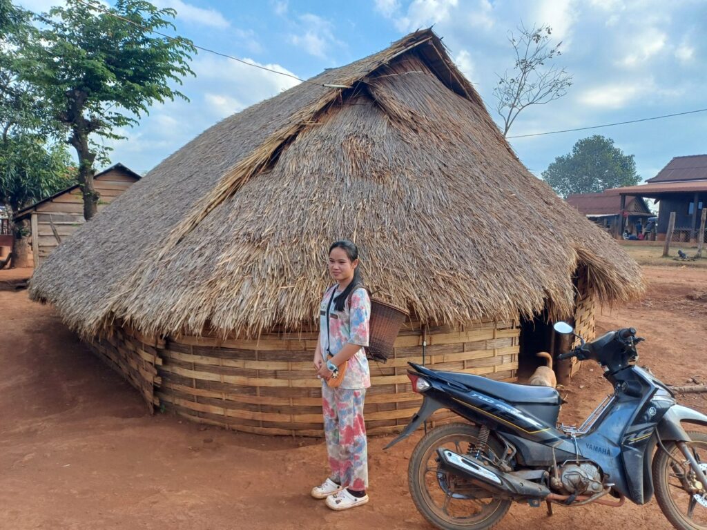A traditional Bunong longhouse in the highlands of Cambodia.