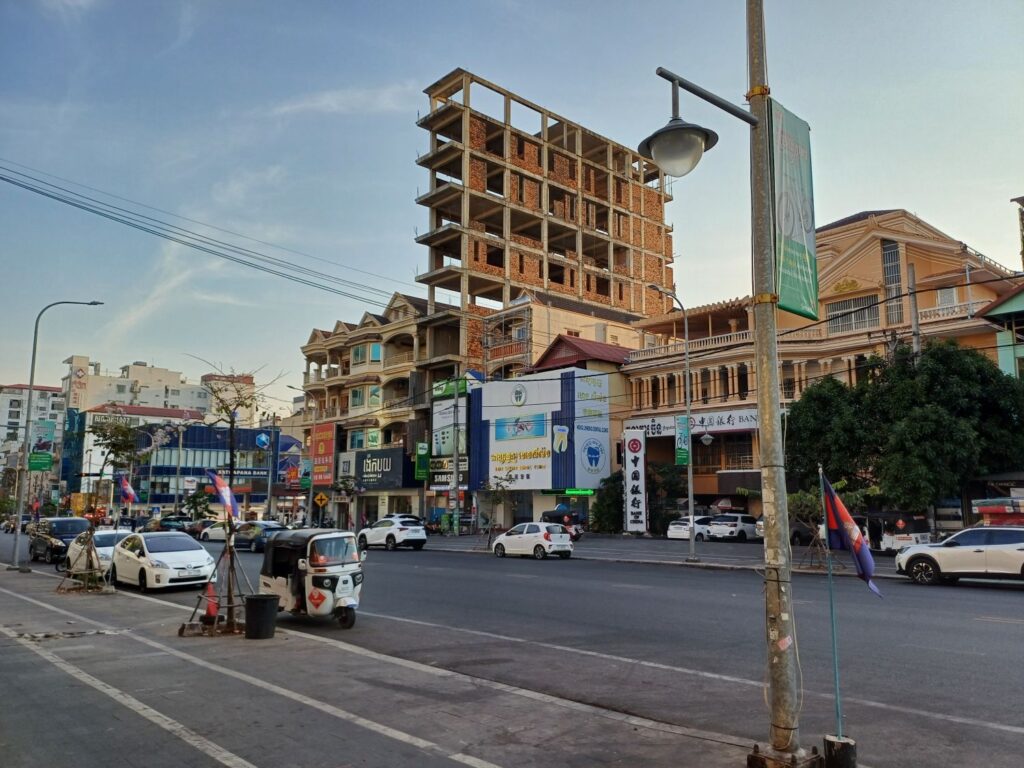 Construction work in the centre of Sihanoukville, Cambodia