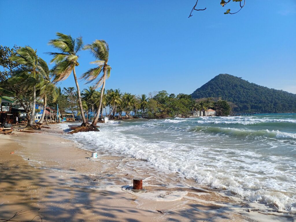 The windswept beach during a storm on Koh Rong Sanloem