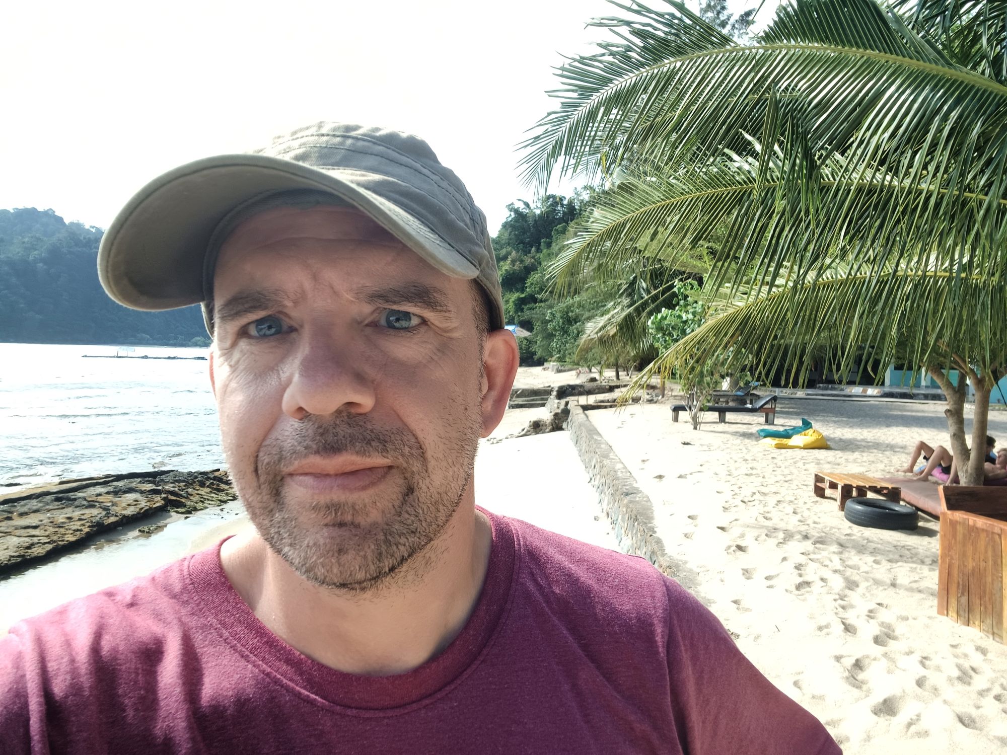 On the beach at Ricky's guesthouse.